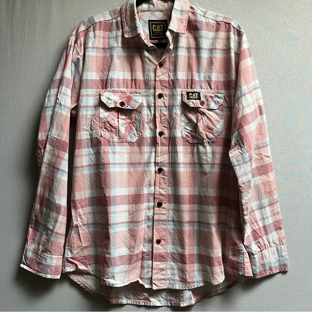 CAT Original Pink Plaid Button Down Shirt Women's L